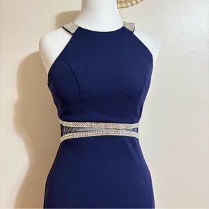 My Michelle Navy Blue Evening Gown